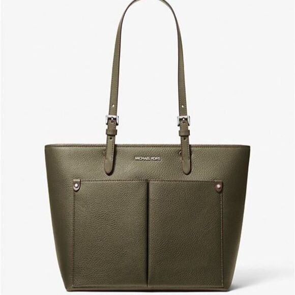New Michael Kors Jet Set Travel Medium Double Pocket Tote Olive - Picture 1 of 3